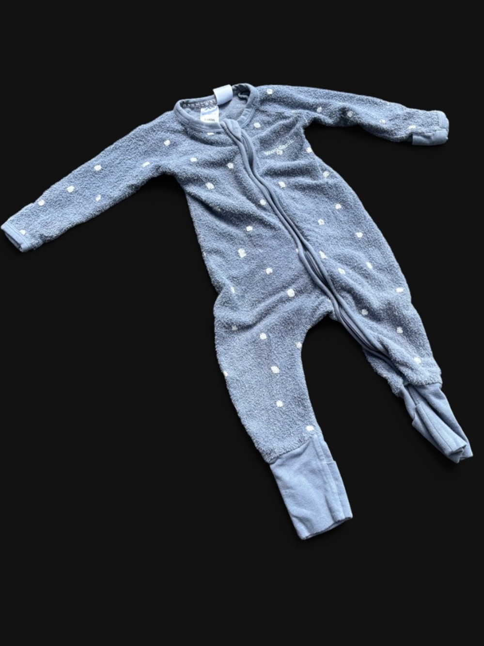3-6M Bonds | Polka Dot Wondersuit with Double Zipper and Fold Over Hands & Feet